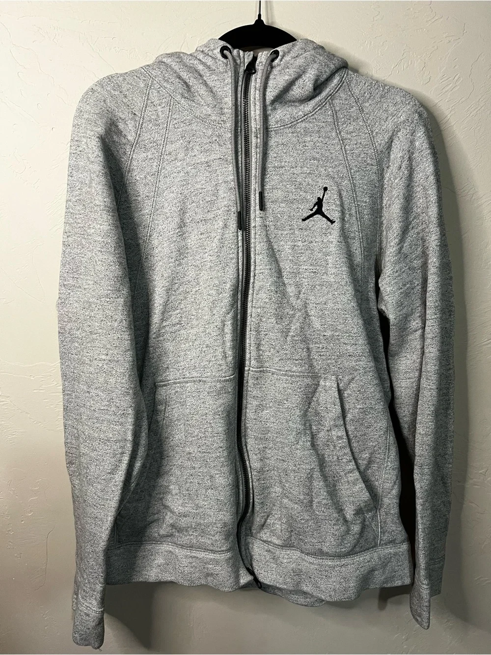 Jordan Air Men’s Wings Fleece Gray Full Zip Athleisure Hoodie Sweater